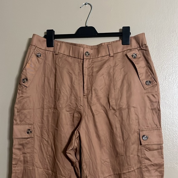 Torrid Pants Sz 18R  Relaxed Taper Studio Linen Blend High Rise Cargo Tobacco - Picture 4 of 8